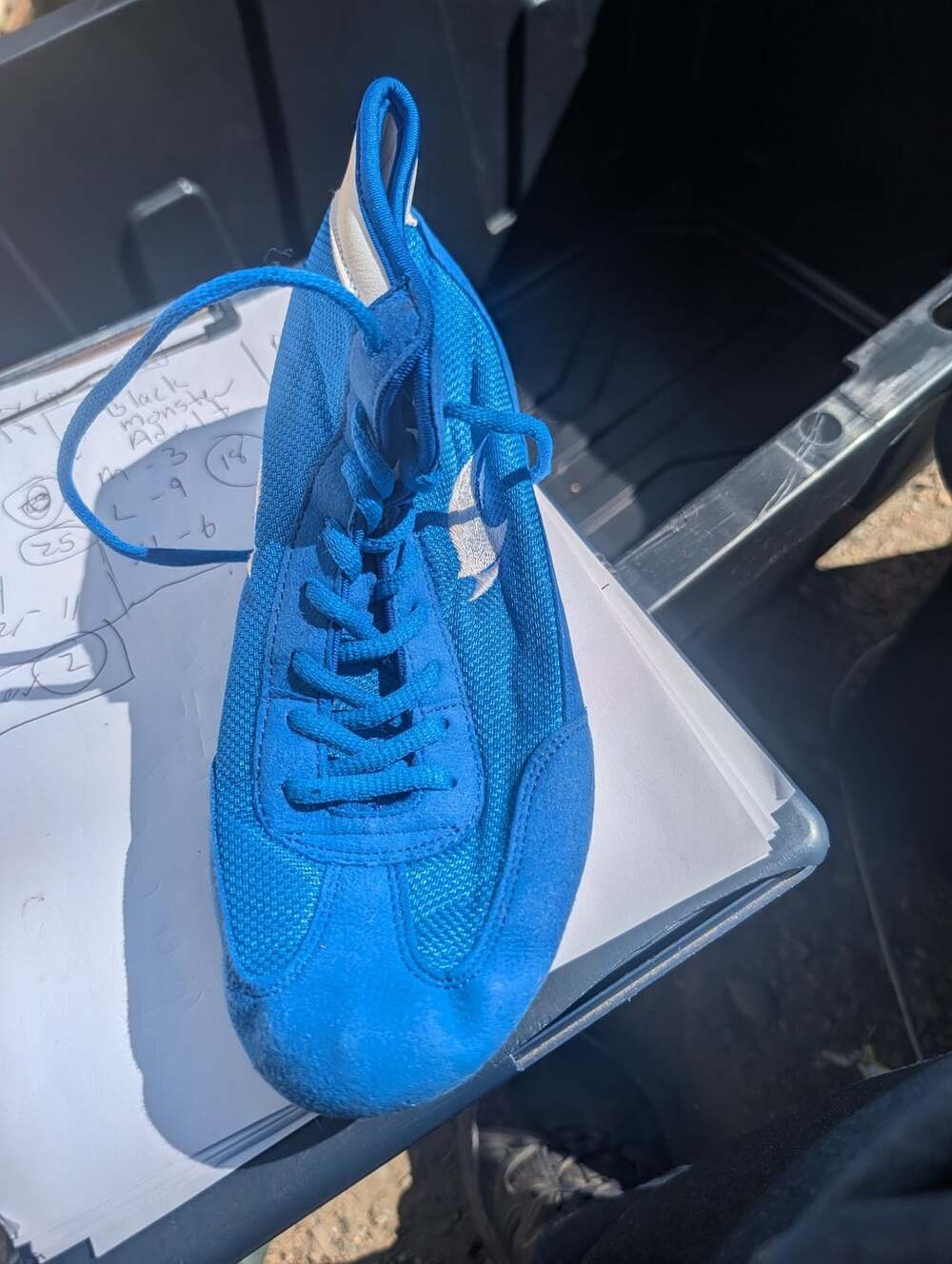 Honggang Wrestling Shoes Size 5.5 Blue Boxing Boots